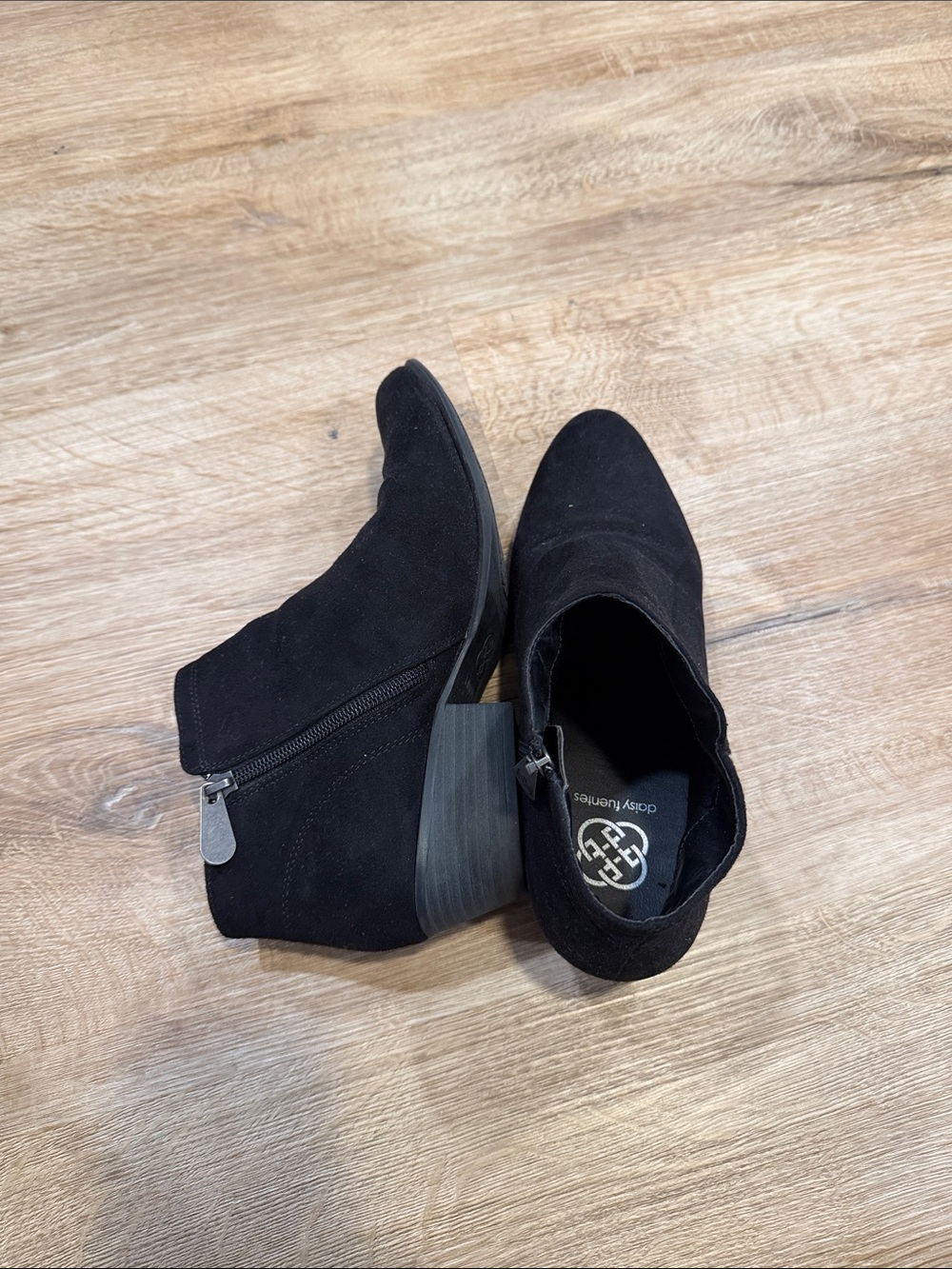 Target Black Suede Ankle Booties with Side Zipper